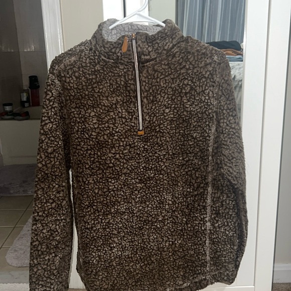 Brown fluffy sweater with zipper - Picture 1 of 4